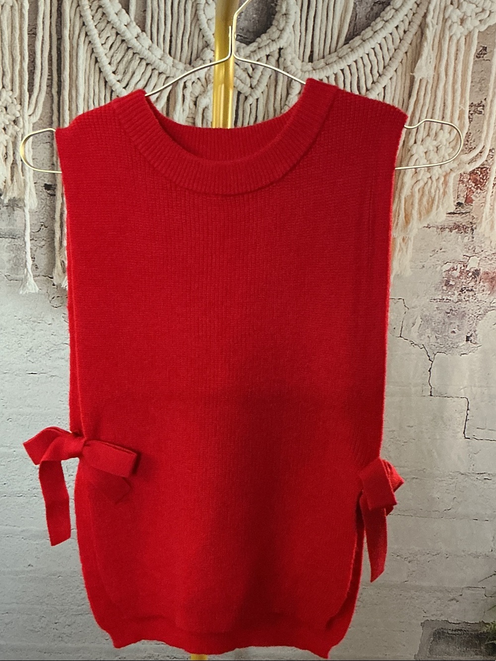 💥SOLD OUT💥 Zenana Outfitters Red Knit Side-Tie Sweater Vest - Picture 2 of 2